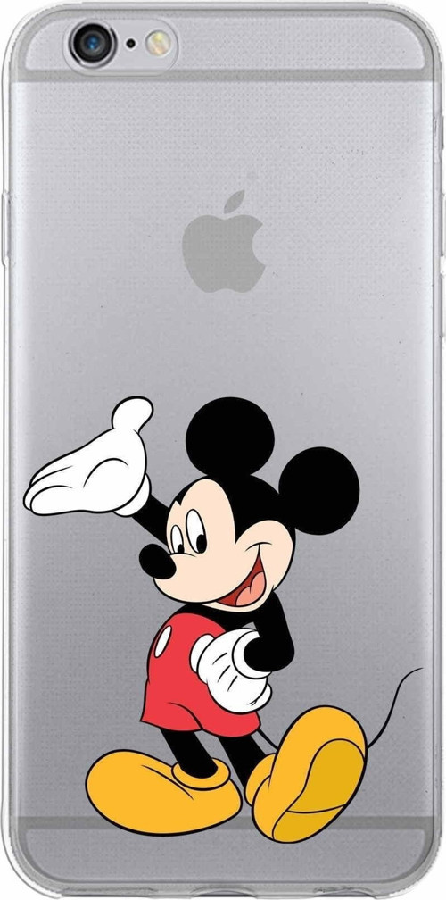 Iphone 6S Uyumlu Kapak Mickey Mouse Tasarımlı Şeffaf Silikon Kılıf