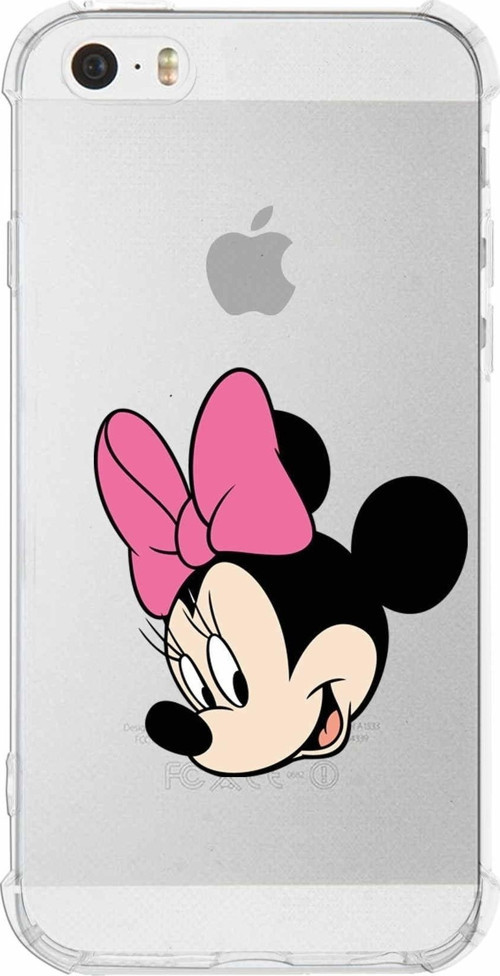 Iphone 5 Uyumlu Köşe Korumalı Antişok Kapak Minnie Mouse Tasarımlı Şeffaf Kılıf