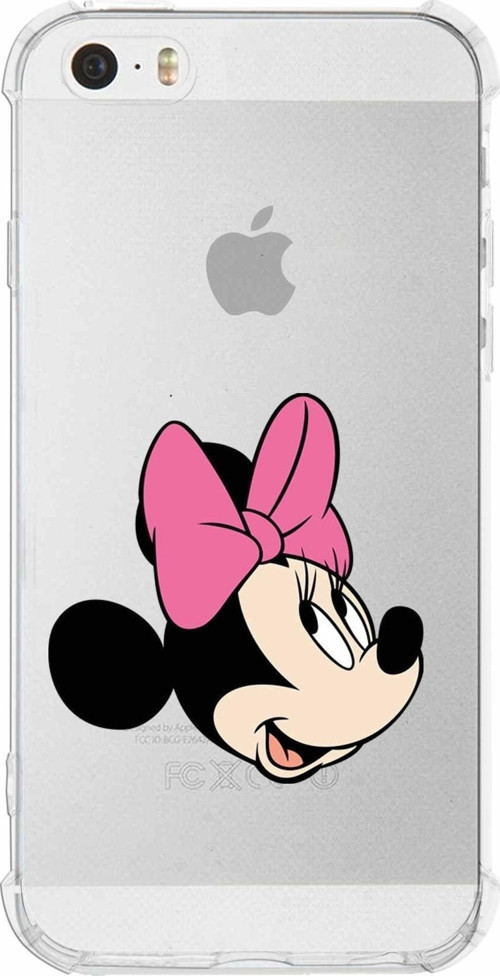 Iphone 5 Uyumlu Köşe Korumalı Antişok Kapak Minnie Mouse Tasarımlı Şeffaf Kılıf