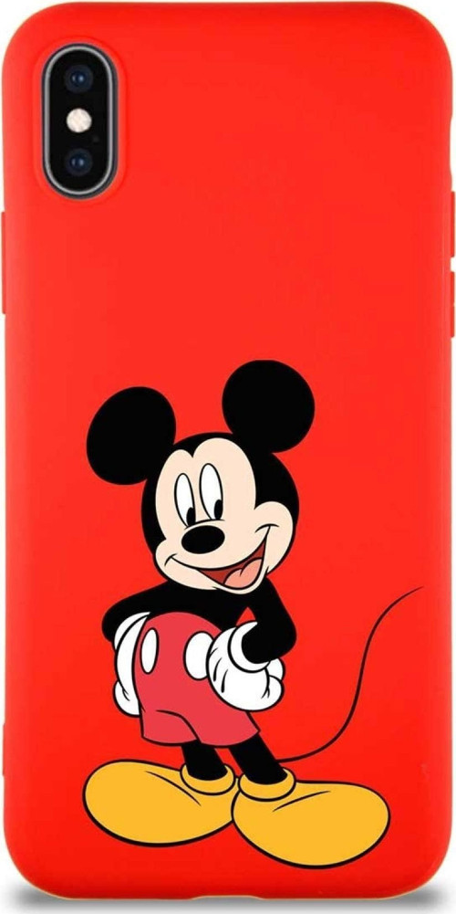 Iphone X Uyumlu Soft Premier Kapak Mickey Mouse-E Tasarımlı Silikon Kılıf - Kırmızı