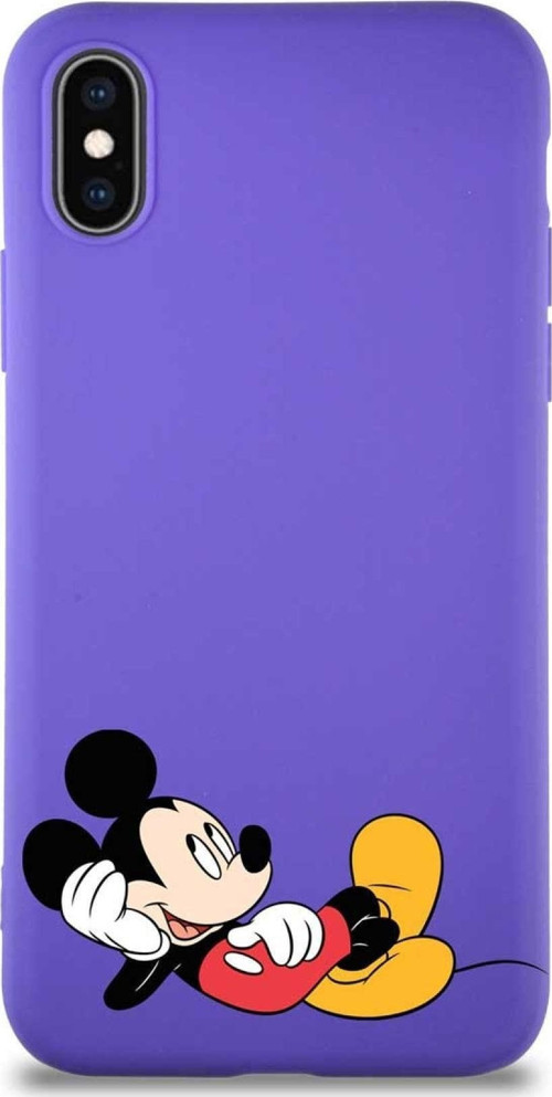 Iphone X Uyumlu Soft Premier Kapak Mickey Mouse-F Tasarımlı Silikon Kılıf - Mor
