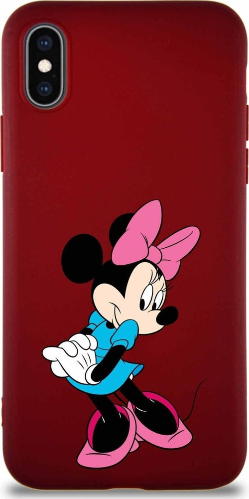 Iphone X Uyumlu Soft Premier Kapak Minnie Mouse-F Tasarımlı Silikon Kılıf - Mürdüm