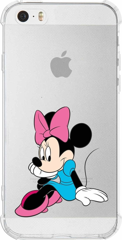 Iphone 5S Uyumlu Köşe Korumalı Antişok Kapak Minnie Mouse Tasarımlı Şeffaf Kılıf
