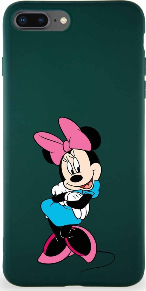 Iphone 7 Plus Soft Premier Kapak Minnie Mouse-D Tasarımlı Silikon Kılıf Uyumlu - Yeşil