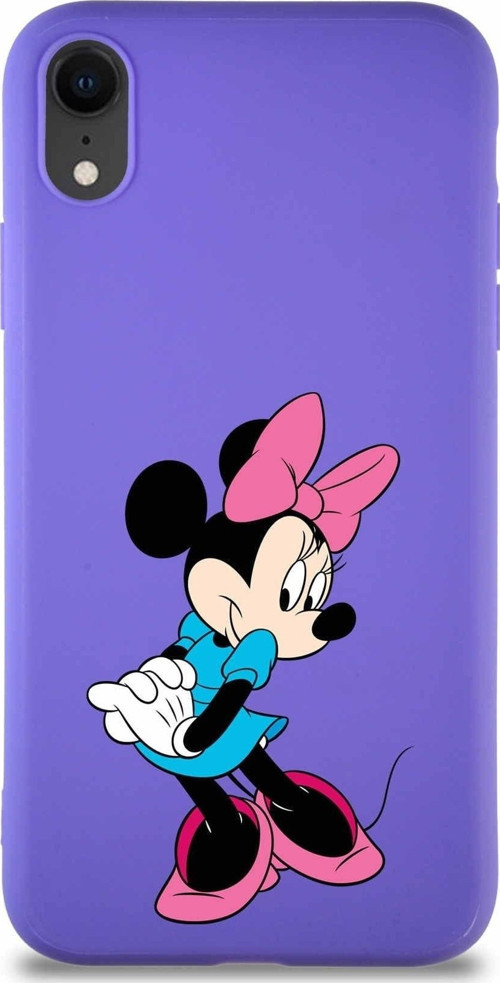 Iphone Xr Soft Premier Kapak Minnie Mouse-F Tasarımlı Silikon Kılıf - Mor Uyumlu