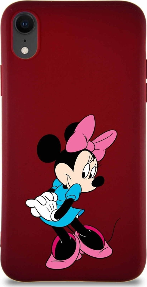 Iphone Xr Soft Premier Kapak Minnie Mouse-F Tasarımlı Silikon Kılıf - Mürdüm Uyumlu