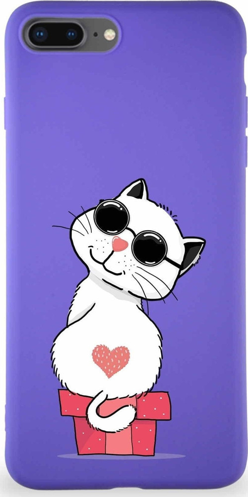 Iphone 8 Plus Uyumlu Soft Premier Kapak Coolcat Tasarımlı Silikon Kılıf - Mor