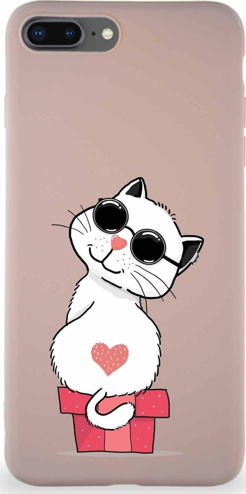 Iphone 8 Plus Uyumlu Soft Premier Kapak Coolcat Tasarımlı Silikon Kılıf - Pudra