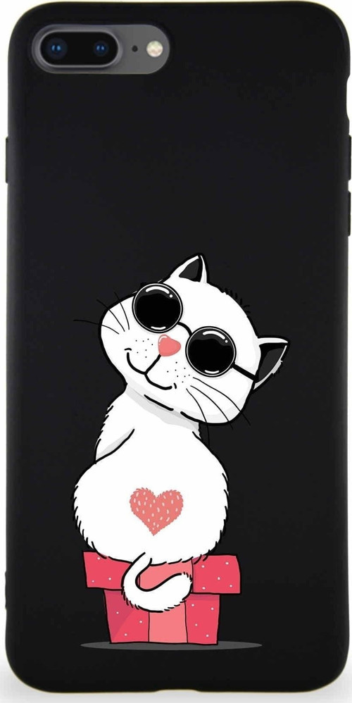 Iphone 8 Plus Uyumlu Soft Premier Kapak Coolcat Tasarımlı Silikon Kılıf - Siyah