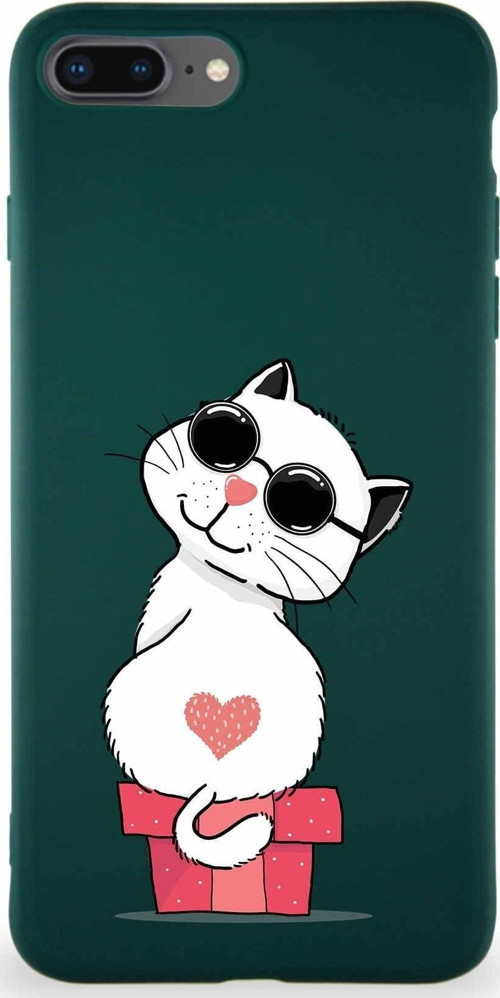 Iphone 8 Plus Uyumlu Soft Premier Kapak Coolcat Tasarımlı Silikon Kılıf - Yeşil