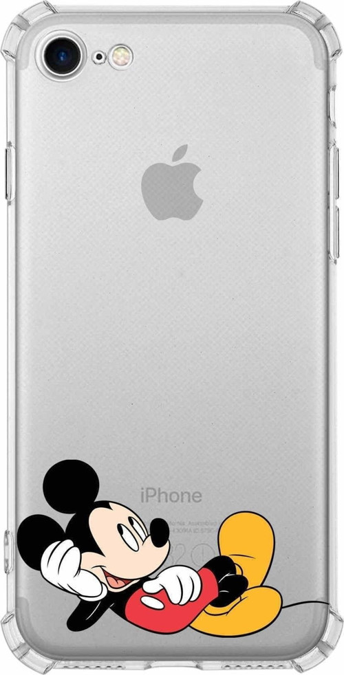 Iphone 8 Uyumlu Köşe Korumalı Antişok Kapak Mickey Mouse Tasarımlı Şeffaf Kılıf