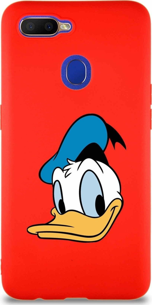 Oppo A5S Soft Premier Kapak Donald Duck-B Tasarımlı Silikon Kılıf - Kırmızı