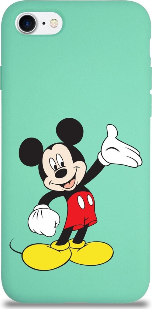 Iphone 8 Uyumlu Lansman Kılıf Mickey Mouse Tasarımlı Altı Kapalı Içi Kadife Kaplı Kapak