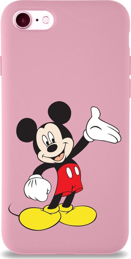 Iphone 8 Uyumlu Lansman Kılıf Mickey Mouse Tasarımlı Altı Kapalı Içi Kadife Kaplı Kapak