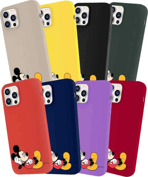 Iphone Se 2020 S Uyumlu Oft Premier Kapak Mickey Mouse-F Tasarımlı Silikon Kılıf - Mürdüm