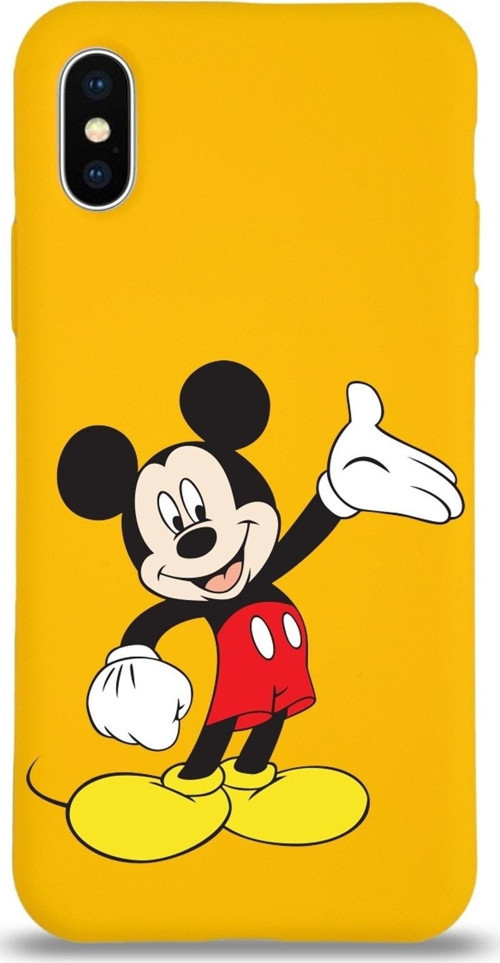 Iphone Xs Max Uyumlu Lansman Kılıf Mickey Mouse Tasarımlı Altı Kapalı Içi Kadife Kaplı Kapak