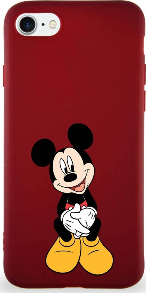 Iphone Se 2020 Soft Premier Kapak Mickey Mouse-A Tasarımlı Silikon Kılıf - Mürdüm