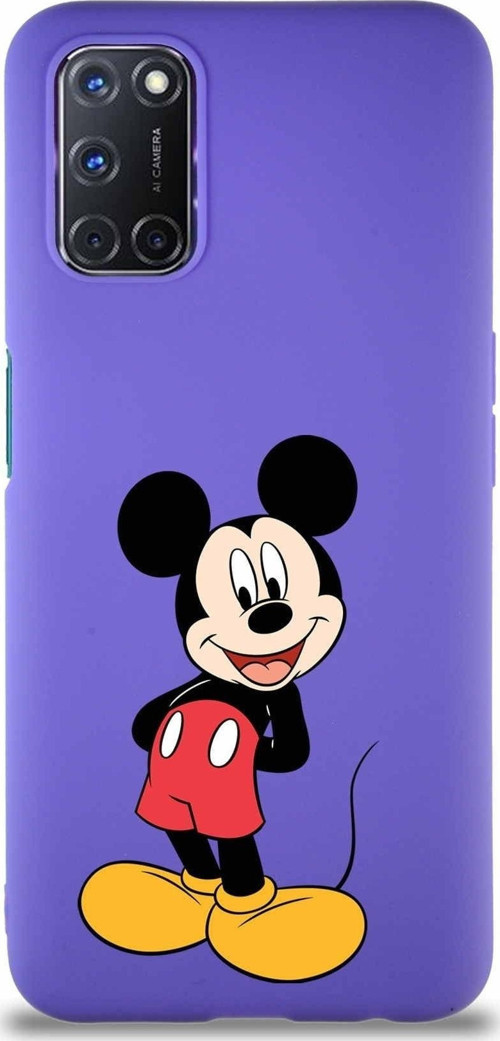 Oppo A72 Soft Premier Kapak Mickey Mouse-B Tasarımlı Silikon Kılıf - Mor