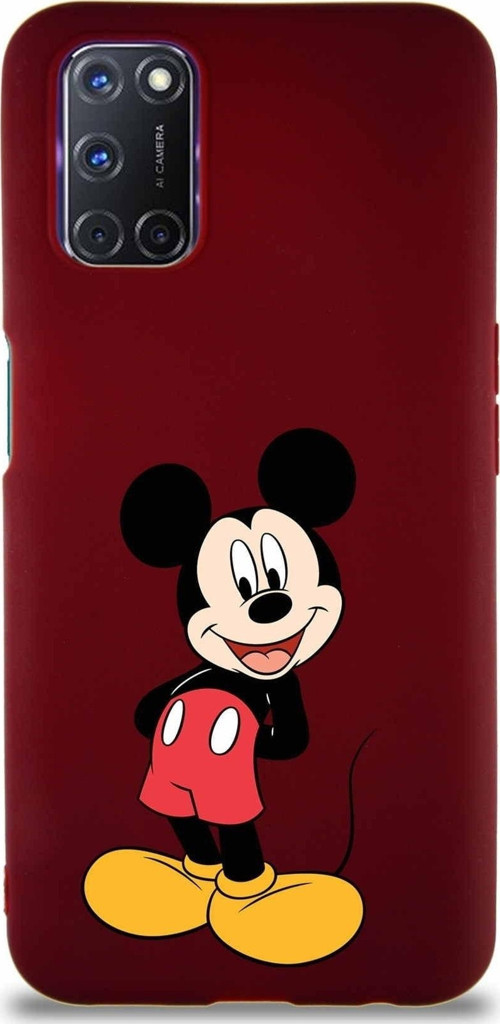 Oppo A72 Soft Premier Kapak Mickey Mouse-B Tasarımlı Silikon Kılıf - Mürdüm
