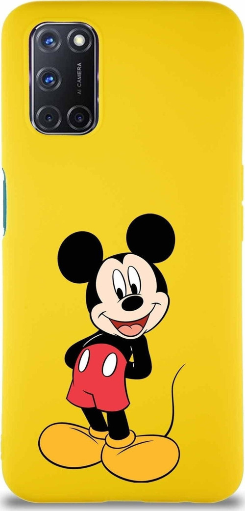 Oppo A72 Soft Premier Kapak Mickey Mouse-B Tasarımlı Silikon Kılıf - Sarı