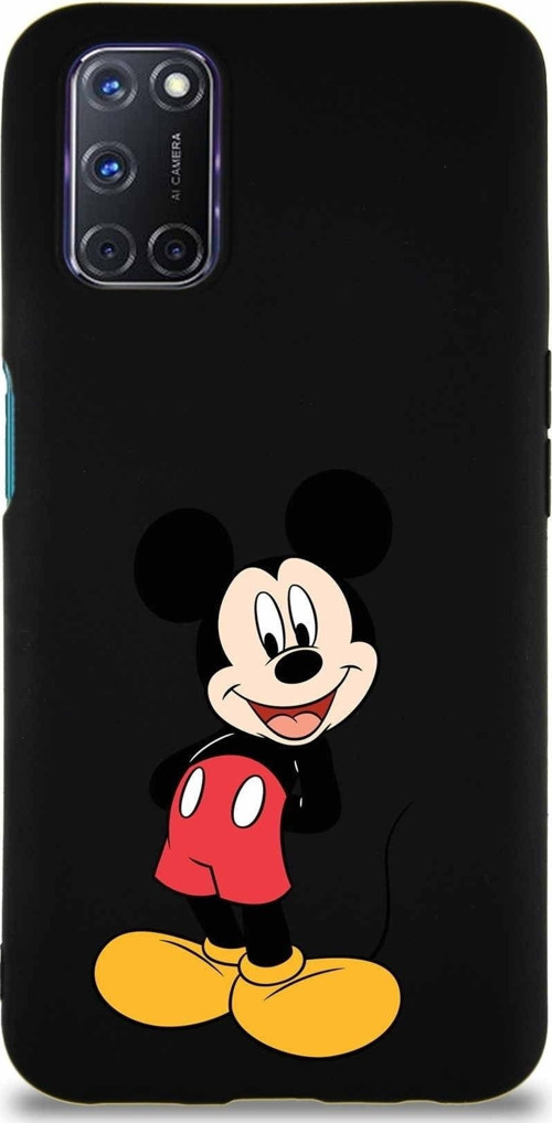 Oppo A72 Soft Premier Kapak Mickey Mouse-B Tasarımlı Silikon Kılıf - Siyah