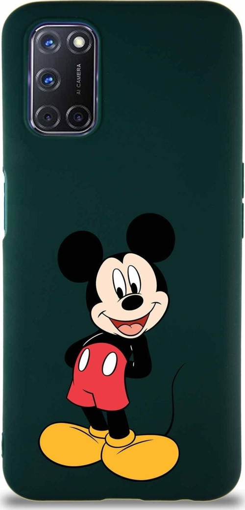 Oppo A72 Soft Premier Kapak Mickey Mouse-B Tasarımlı Silikon Kılıf - Yeşil