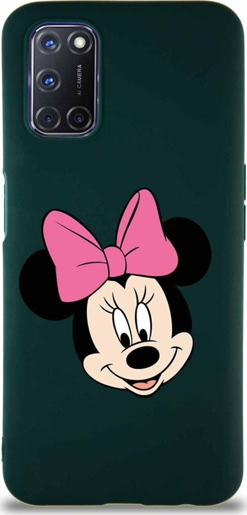 Oppo A72 Soft Premier Kapak Minnie Mouse-C Tasarımlı Silikon Kılıf - Yeşil
