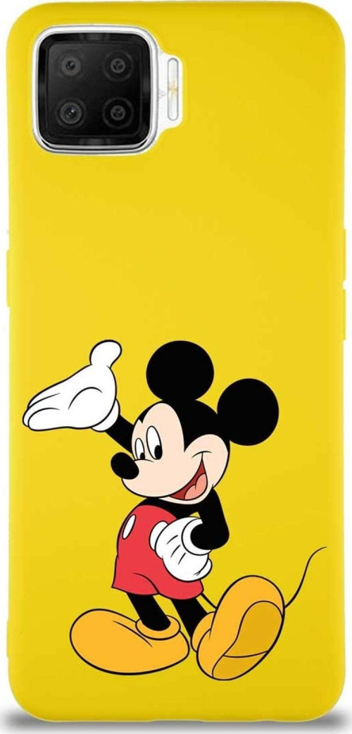Oppo A73 Soft Premier Kapak Mickey Mouse-C Tasarımlı Silikon Kılıf - Sarı