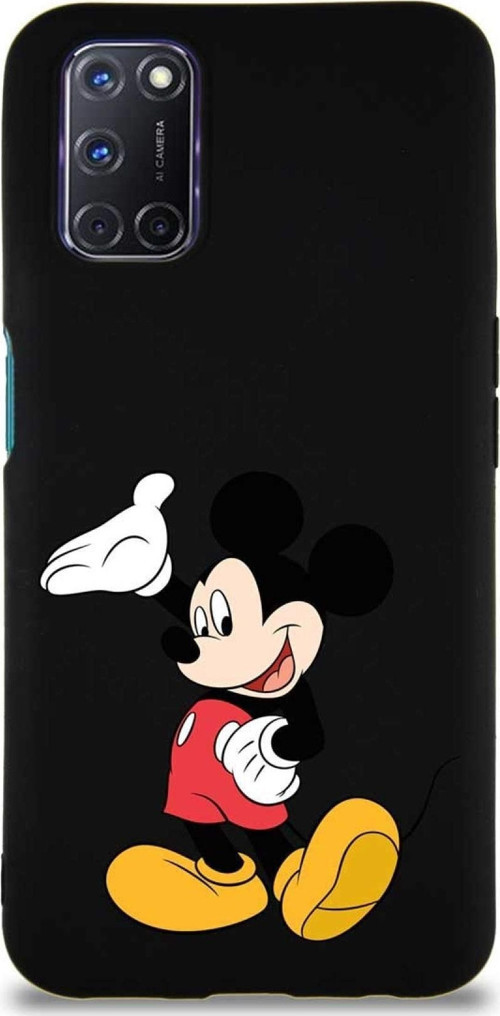 Oppo A92 Soft Premier Kapak Mickey Mouse-C Tasarımlı Silikon Kılıf - Siyah