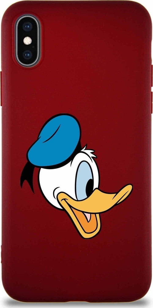 Iphone X Uyumlu Soft Premier Kapak Donald Duck-F Tasarımlı Silikon Kılıf - Mürdüm