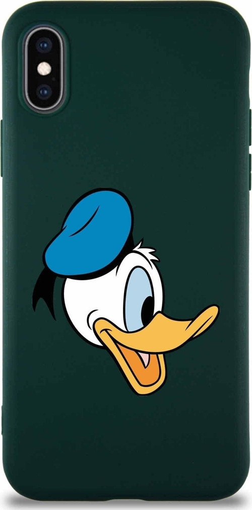 Iphone X Uyumlu Soft Premier Kapak Donald Duck-F Tasarımlı Silikon Kılıf - Yeşil