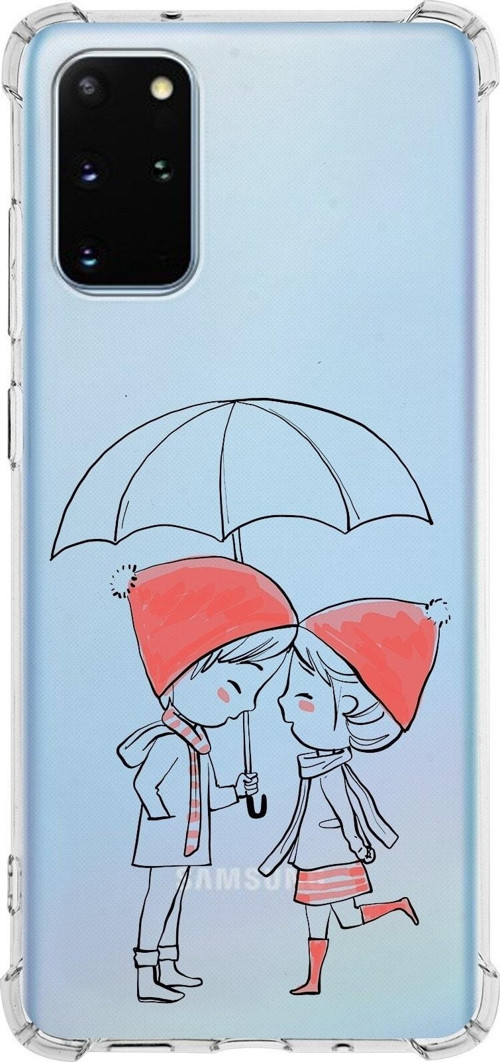 Samsung Galaxy S20 Plus Köşe Korumalı Antişok Kapak Aşk Tasarımlı Şeffaf Silikon Kılıf
