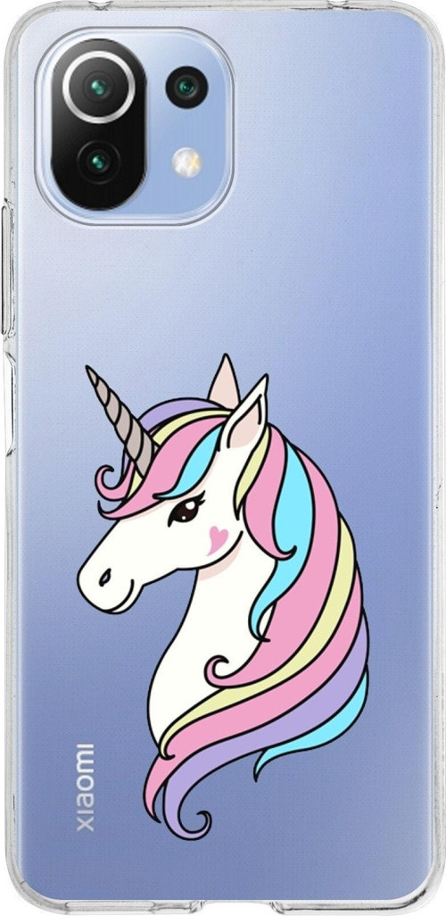 Xiaomi Mi 11 Lite Uyumlu Kapak Unicorn Tasarımlı Şeffaf Silikon Kılıf