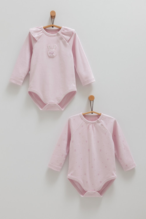 CUTE RABBIT OMUZ DETAYLI İKİLİ ÇITÇITLI BODY - CARAMELL - BK1483 - Lila - 12 - 18 Ay - BK1483-Lila-12 - 18 Ay Lila