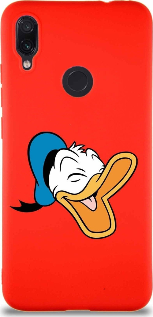 Xiaomi Redmi Note 7 Pro Soft Premier Kapak Donald Duck-E Tasarımlı Silikon Kılıf - Kırmızı