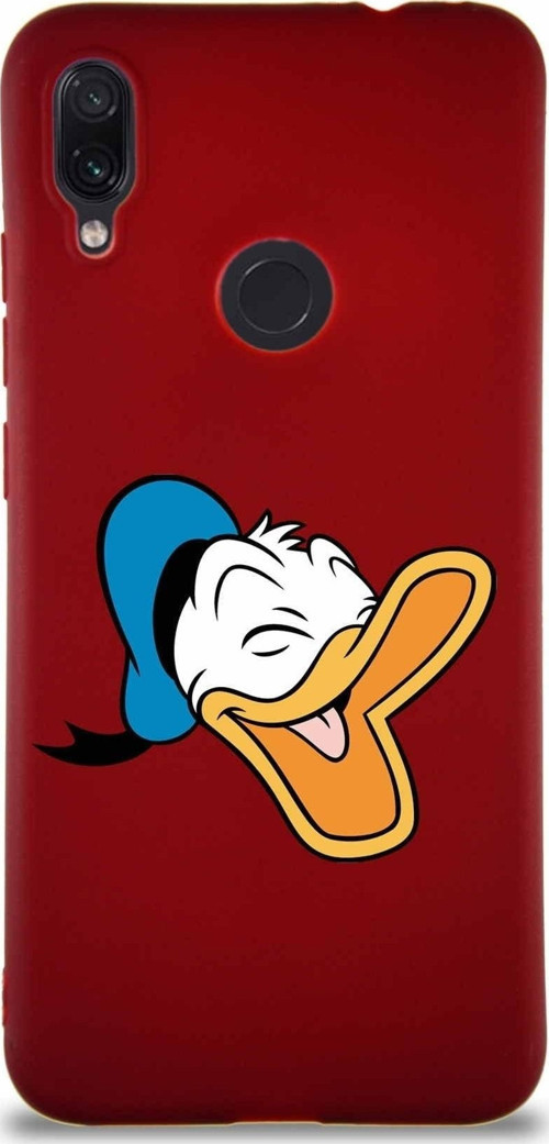 Xiaomi Redmi Note 7 Pro Soft Premier Kapak Donald Duck-E Tasarımlı Silikon Kılıf - Mürdüm