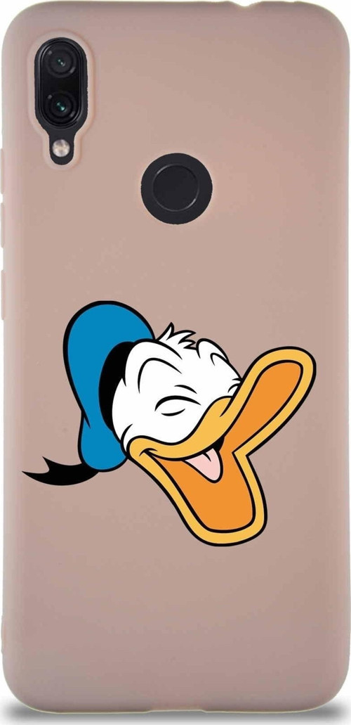 Xiaomi Redmi Note 7 Pro Soft Premier Kapak Donald Duck-E Tasarımlı Silikon Kılıf - Pudra