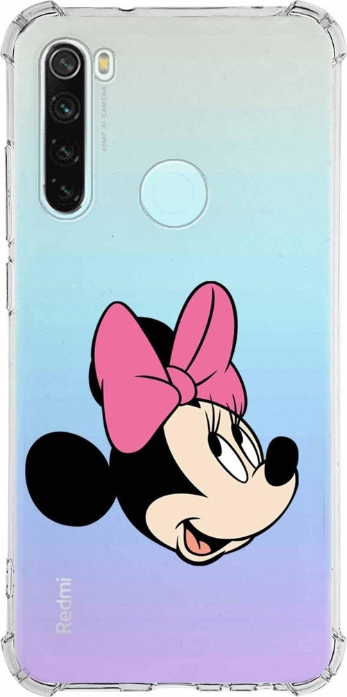 Xiaomi Redmi Note 8 Köşe Korumalı Antişok Kapak Minnie Mouse Tasarımlı Şeffaf Kılıf