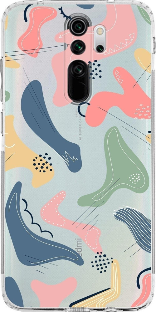 Xiaomi Redmi Note 8 Pro Kamera Korumalı Kapak Abstract Tasarımlı Şeffaf Kılıf