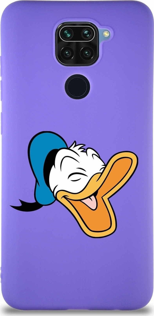 Xiaomi Redmi Note 9 Soft Premier Kapak Donald Duck-E Tasarımlı Silikon Kılıf - Mor