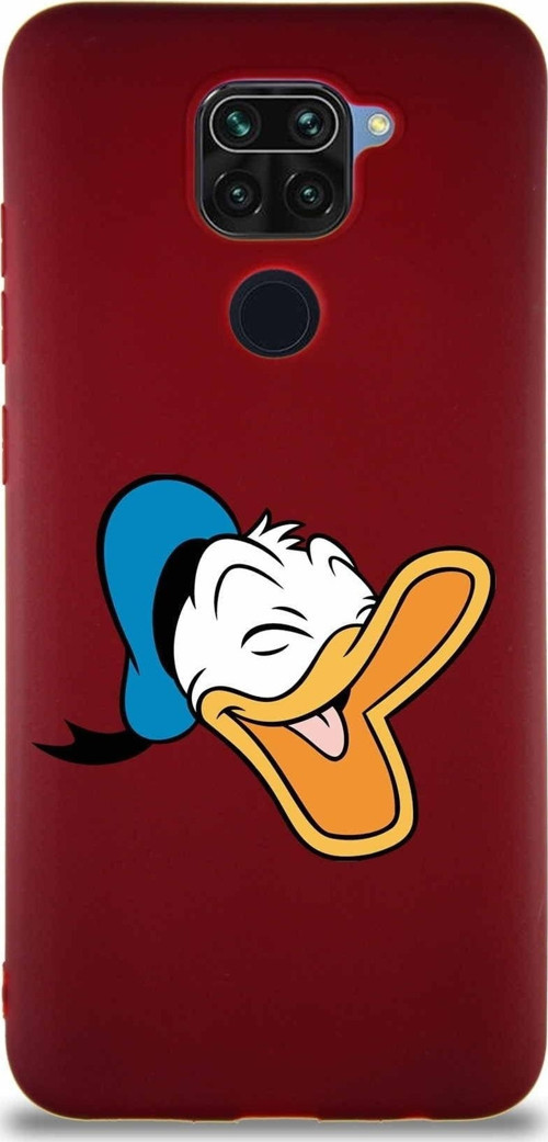 Xiaomi Redmi Note 9 Soft Premier Kapak Donald Duck-E Tasarımlı Silikon Kılıf - Mürdüm