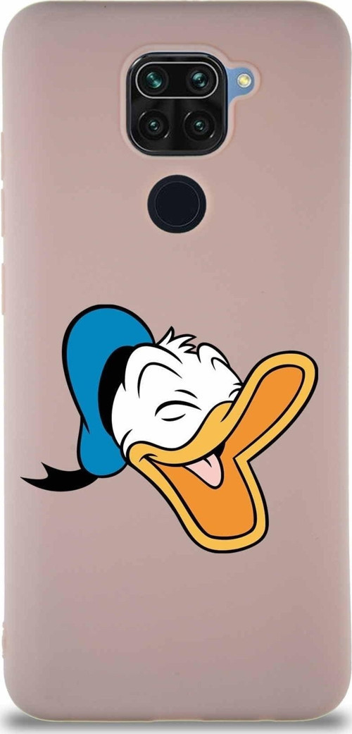 Xiaomi Redmi Note 9 Soft Premier Kapak Donald Duck-E Tasarımlı Silikon Kılıf - Pudra