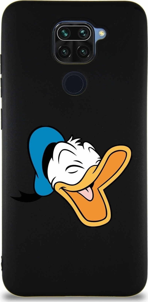 Xiaomi Redmi Note 9 Soft Premier Kapak Donald Duck-E Tasarımlı Silikon Kılıf - Siyah