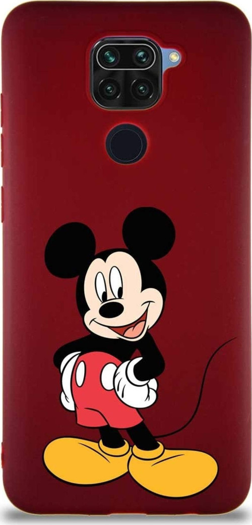 Xiaomi Redmi Note 9 Soft Premier Kapak Mickey Mouse-E Tasarımlı Silikon Kılıf - Mürdüm
