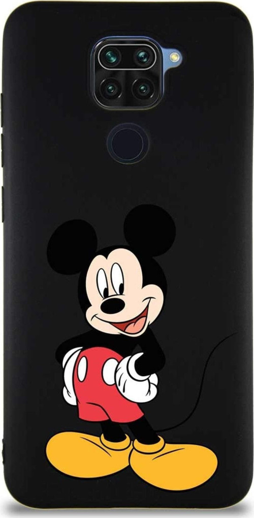 Xiaomi Redmi Note 9 Soft Premier Kapak Mickey Mouse-E Tasarımlı Silikon Kılıf - Siyah