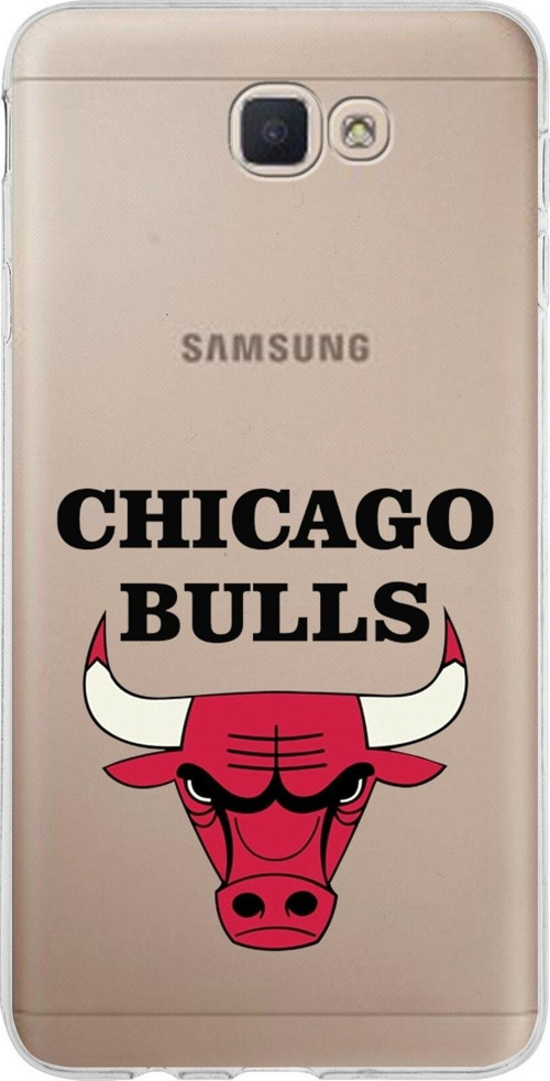Galaxy J7 Prime 2 Uyumlu Kapak Chicago Bulls Tasarımlı Şeffaf Silikon Kılıf