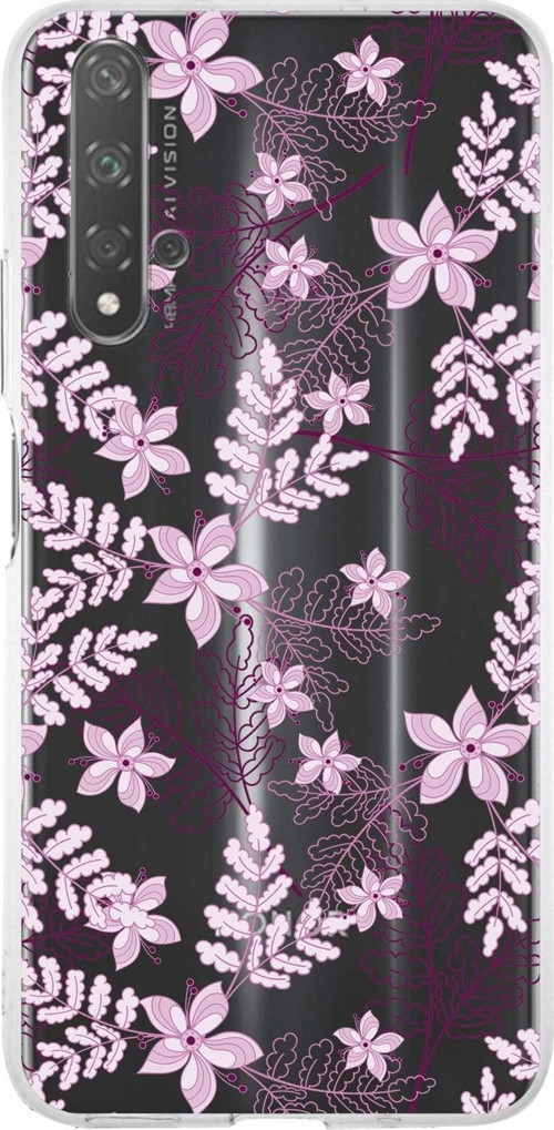Huawei Honor 20 Lite Uyumlu Kapak Floral Pudra Tasarımlı Şeffaf Silikon Kılıf