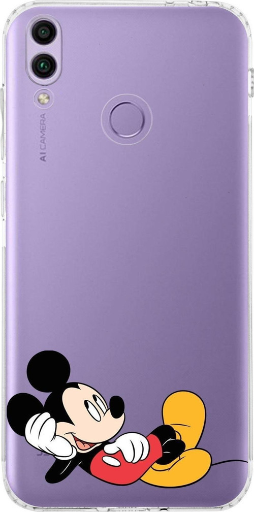 Huawei Honor 8C Kamera Korumalı Kapak Mickey Mouse Tasarımlı Şeffaf Kılıf