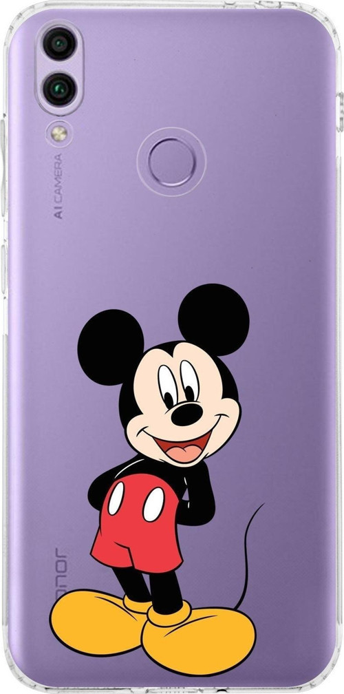 Huawei Honor 8C Kamera Korumalı Kapak Mickey Mouse Tasarımlı Şeffaf Kılıf