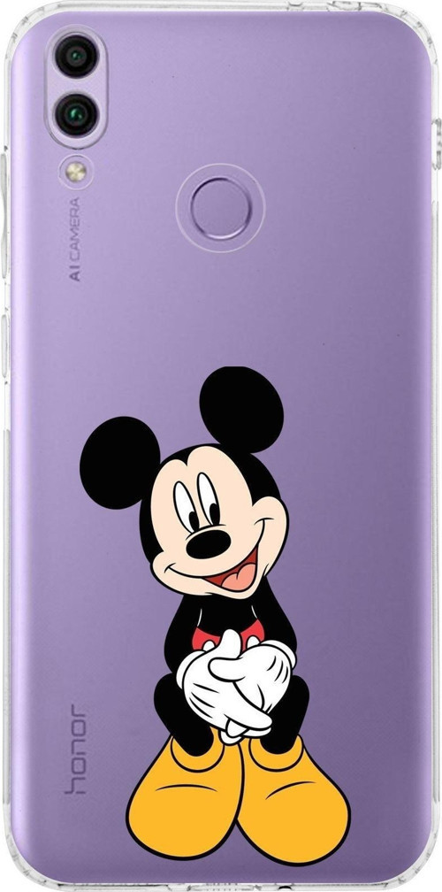 Huawei Honor 8C Kamera Korumalı Kapak Mickey Mouse Tasarımlı Şeffaf Kılıf
